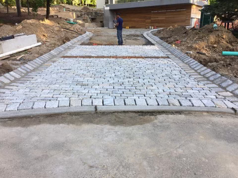 Belgian Block and Cement Driveway in Alpine NJ