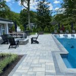 Poolside Patio Pillars Fire Pit and Backyard Overhaul Allendale NJ