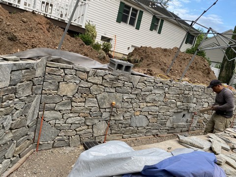 Retaining Wall with Drainage System in Woodcliff Lake NJ