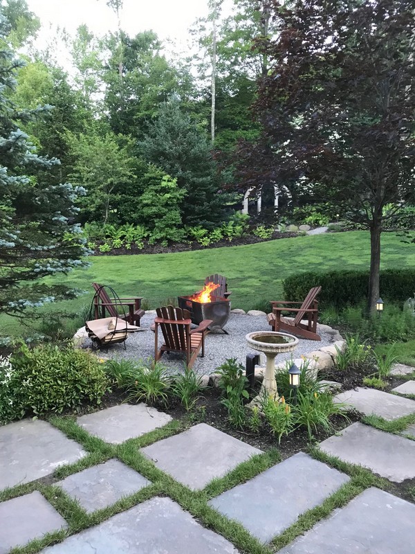 Pea Gravel and Boulder Bordered Fire Pit in Mahwah, NJ