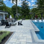 Poolside Patio, Pillars, Fire Pit, and Backyard Overhaul in Allendale, NJ