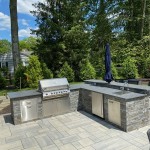 Poolside Patio, Pillars, Fire Pit, and Backyard Overhaul in Allendale, NJ